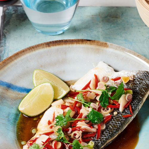 Lemongrass and Sesame Steamed Sea Bass