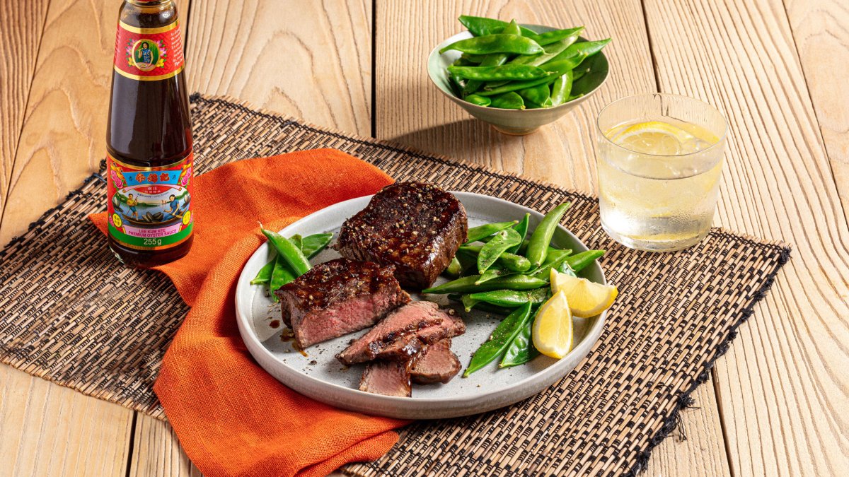 Steak gemarineerd in oestersaus